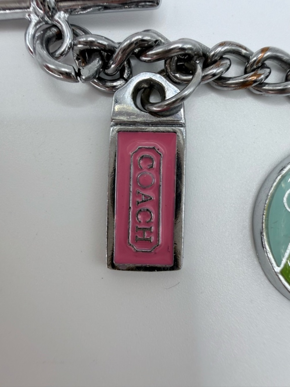 Coach Y2K Legacy Stripe Perfume Charm Bracelet Silver 2006 65th anniversary - Picture 4 of 10